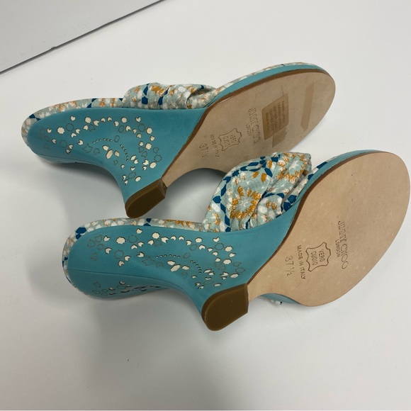 Jimmy Choo Printed Slip On Wedge Sandals in Multicolor Cotton - Picture 6 of 9